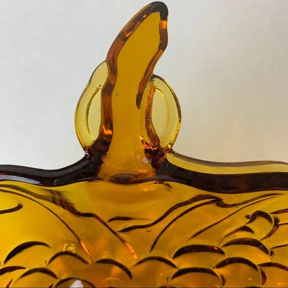 Vintage Large Indiana Glass Amber Grape Shaped Bowl - Fruit Bowl