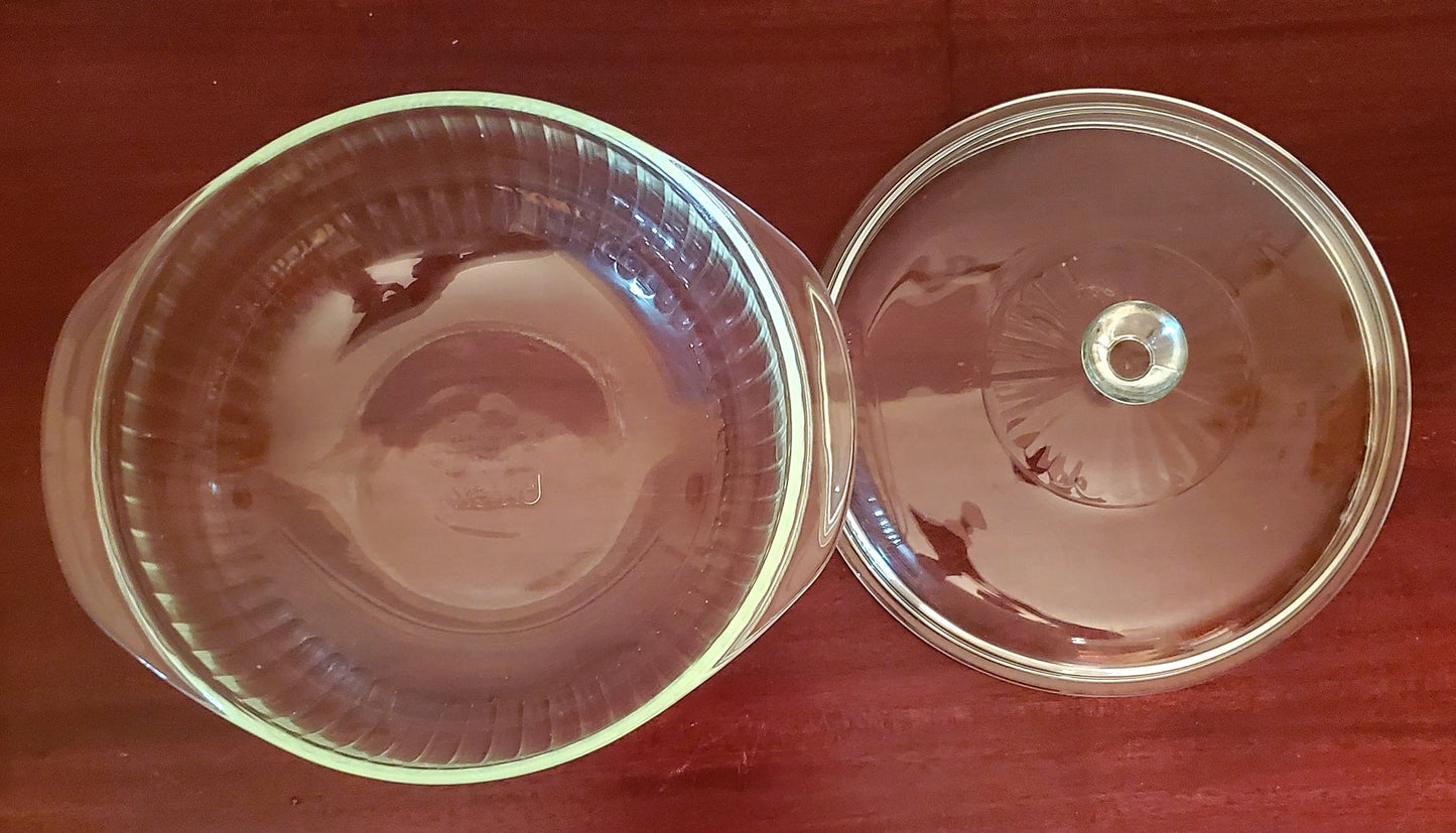 Vintage Pyrex Ribbed Covered Casserole Clear Glass 2 Qt - 024-S - Timeless Treasures Emporium1