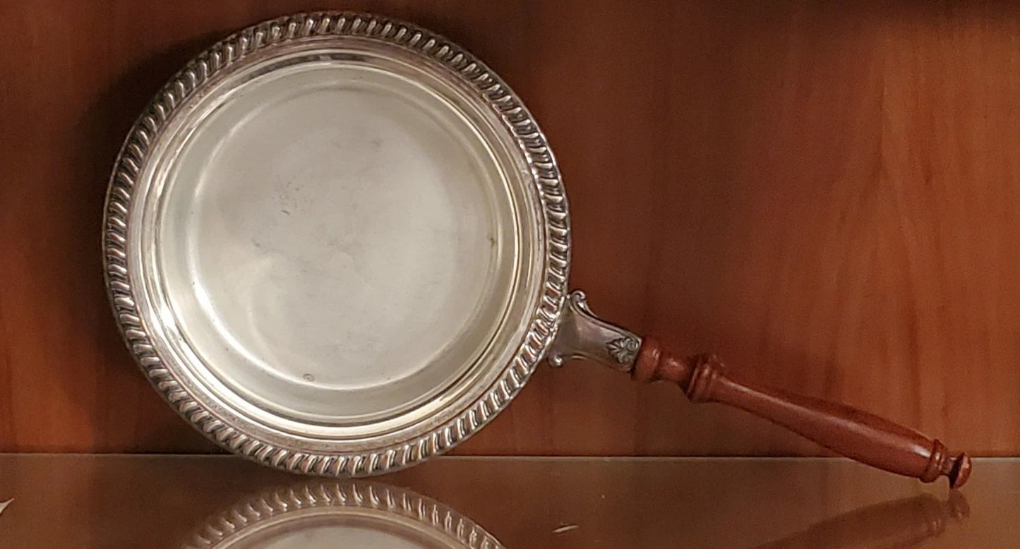 Vintage Silver Plated Chafing Pan With Wooden Handle - Timeless Treasures Emporium1