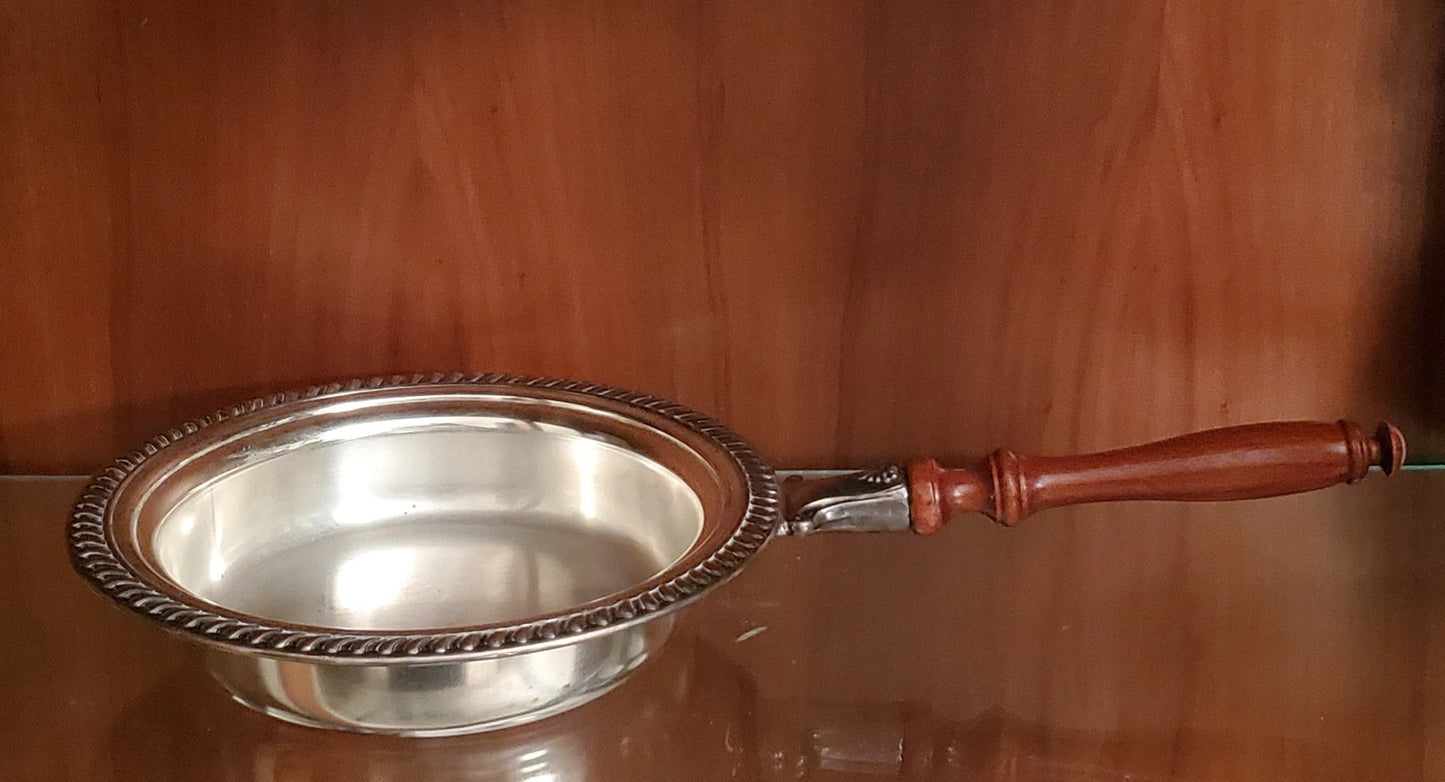 Vintage Silver Plated Chafing Pan With Wooden Handle - Timeless Treasures Emporium1