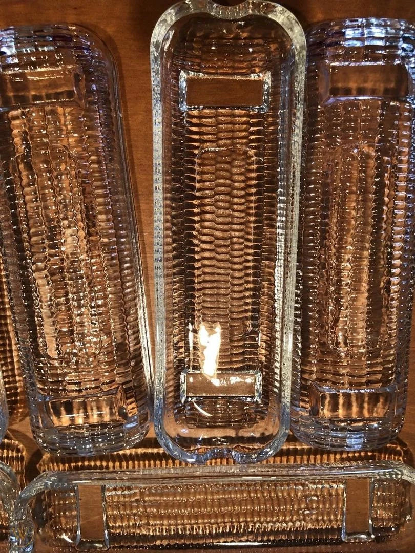 Vintage Pressed Clear Glass Corn on the Cob Plates/Dishes/Holders, Set of 4 - Timeless Treasures Emporium1