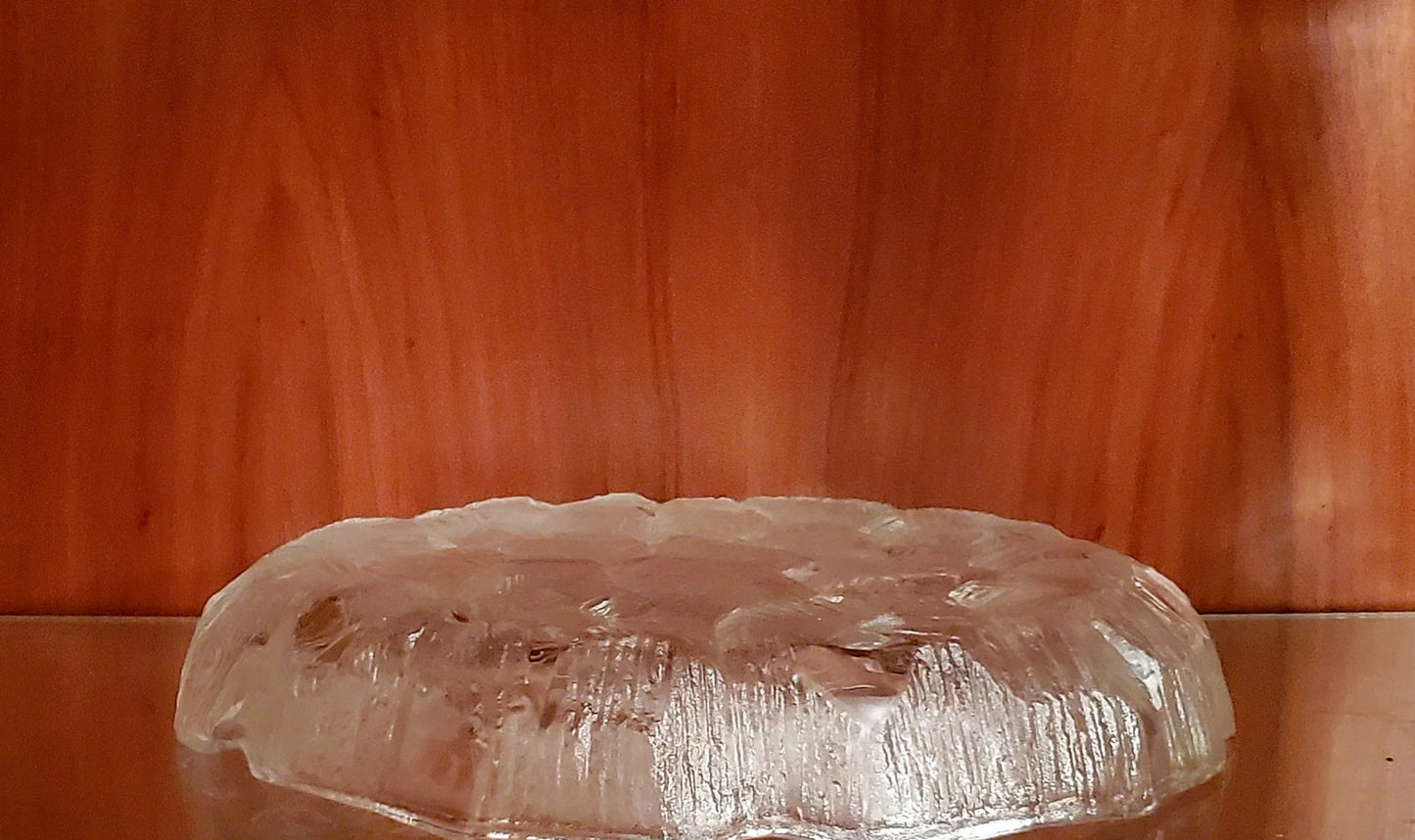 Vintage 70’s Hoya Crystal Japan Textured Decorative 11” Frosted Cracked Ice Glass Cake Server/Platter