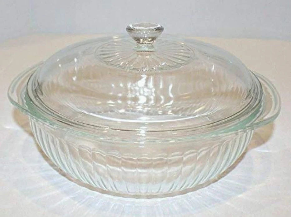Vintage Pyrex Ribbed Covered Casserole Clear Glass 2 Qt - 024-S - Timeless Treasures Emporium1