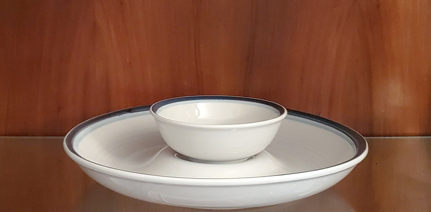 Vintage Pfaltzgraff USA 2 Pc Blue Sky Chip & Dip Set #180 - 11.5" - Timeless Treasures Emporium1