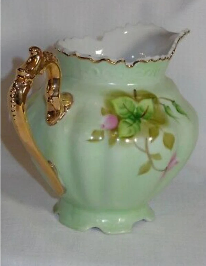 Rare 1950's Lefton China Hand Painted 48oz Pink with Roses Heritage Rose Pitcher/Jug, #796