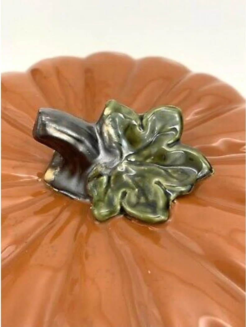 Vintage JCPenny Home Ceramic Pumpkin 10" Plate/Keeper Serving Baking Pan/Dish with Lid/Cover - Timeless Treasures Emporium1
