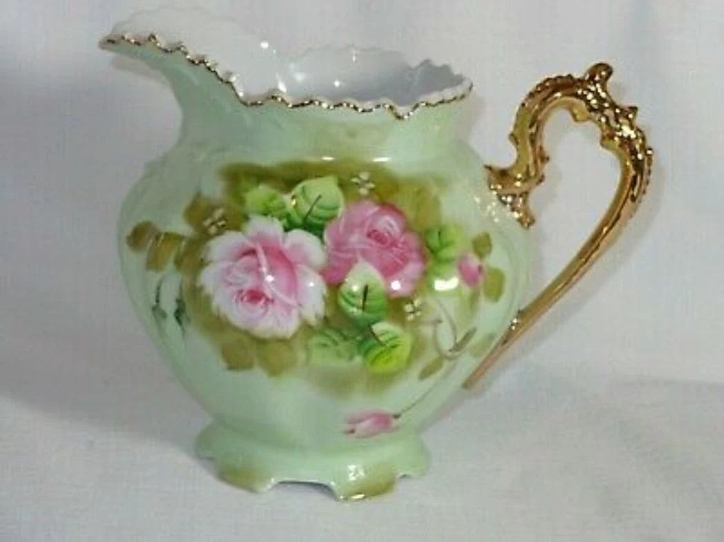 Rare 1950's Lefton China Hand Painted 48oz Pink with Roses Heritage Rose Pitcher/Jug, #796