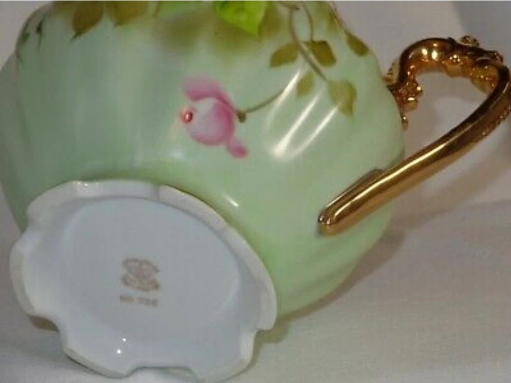 Rare 1950's Lefton China Hand Painted 48oz Pink with Roses Heritage Rose Pitcher/Jug, #796