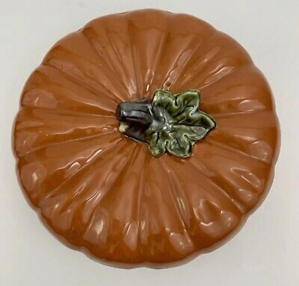 Vintage JCPenny Home Ceramic Pumpkin 10" Plate/Keeper Serving Baking Pan/Dish with Lid/Cover - Timeless Treasures Emporium1