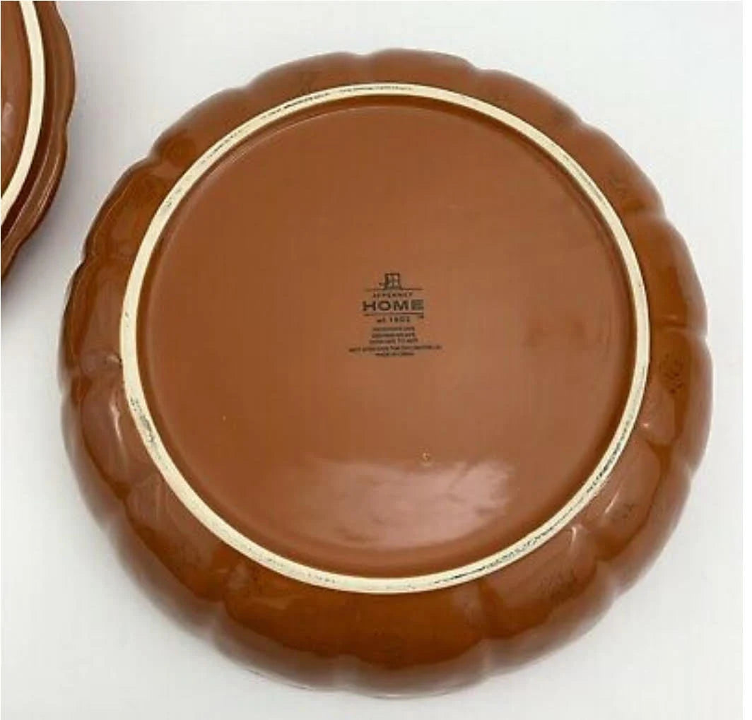 Vintage JCPenny Home Ceramic Pumpkin 10" Plate/Keeper Serving Baking Pan/Dish with Lid/Cover - Timeless Treasures Emporium1