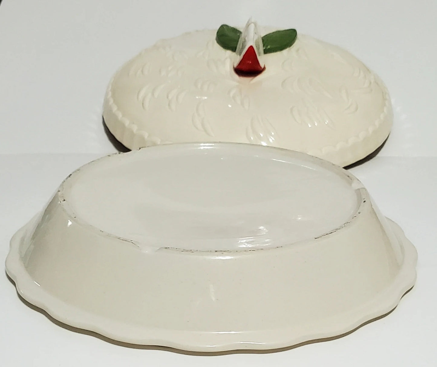 Vintage Ceramic Apple Pie 10" Recipe Plate/Keeper Serving Baking Pan/Dish with Lid/Cover