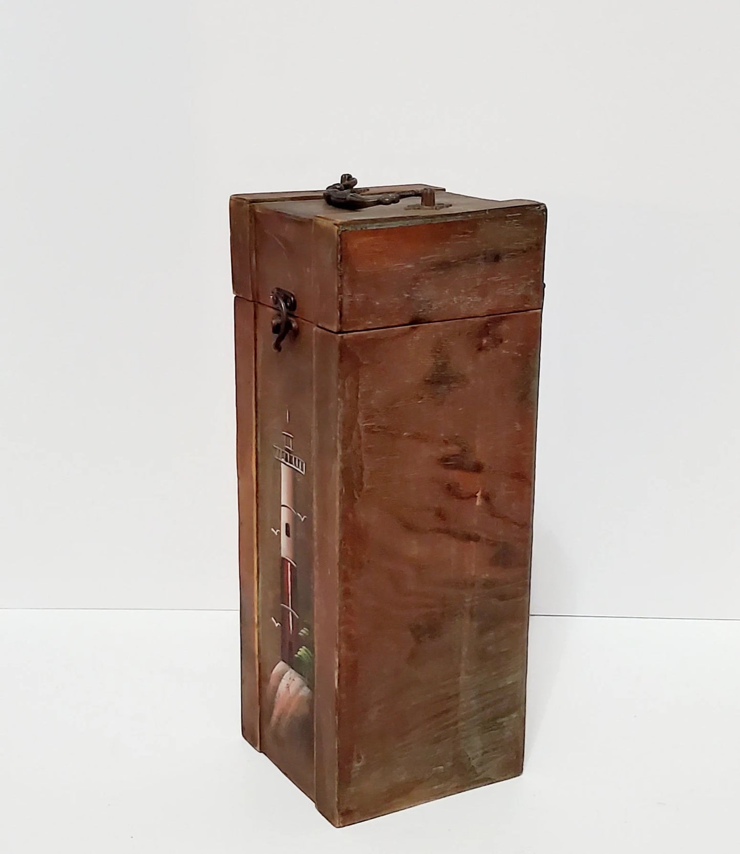 Decorative Distressed/Rustic Old World Wooden Lighthouse Treasure Chest Wine Box - Timeless Treasures Emporium1