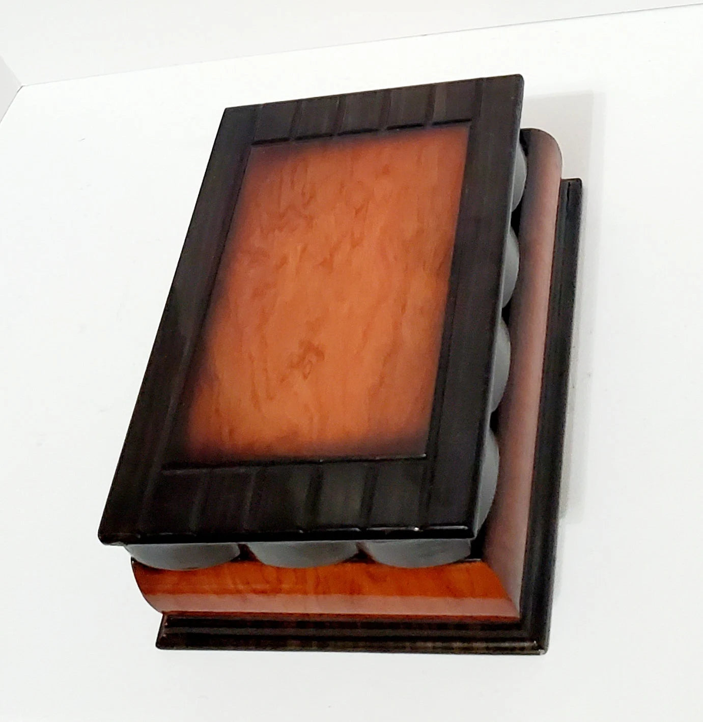 Vintage Lacquered Two-Toned Velvet-Lined Wooden Keepsake Box ~ 9" - Timeless Treasures Emporium1