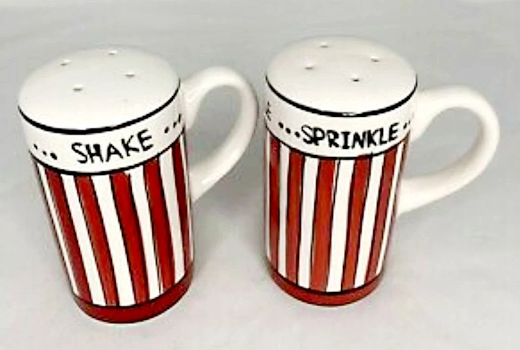 Popcorn For Four (4) Ceramic Bowls, 7 Piece Set, Including Shakers by Tabletops Unlimited