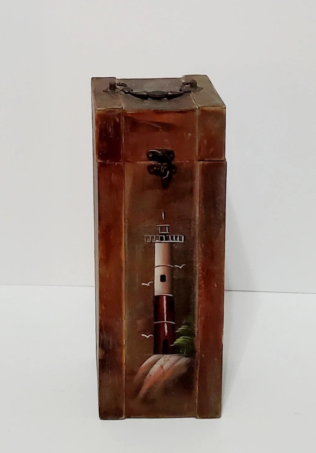 Decorative Distressed/Rustic Old World Wooden Lighthouse Treasure Chest Wine Box - Timeless Treasures Emporium1