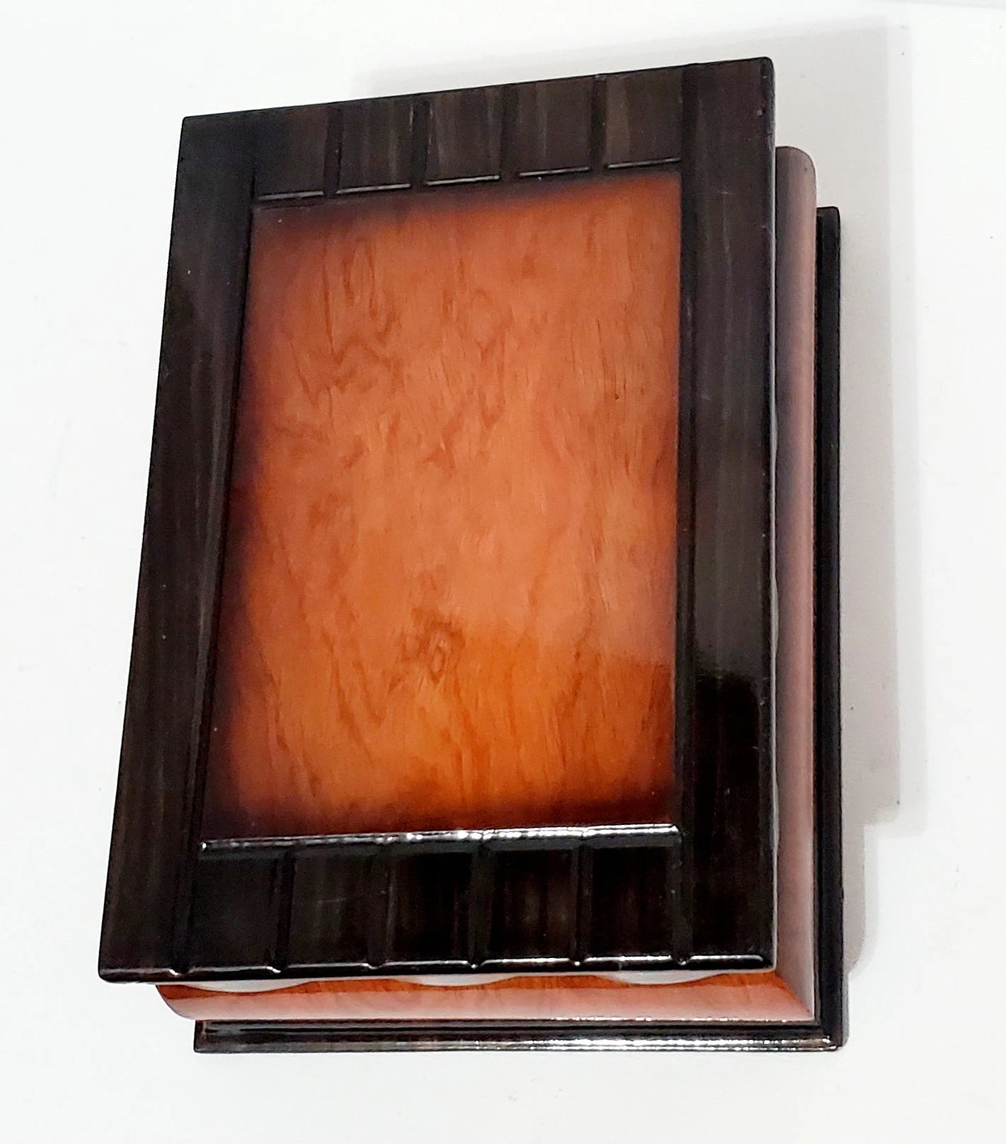 Vintage Lacquered Two-Toned Velvet-Lined Wooden Keepsake Box ~ 9" - Timeless Treasures Emporium1