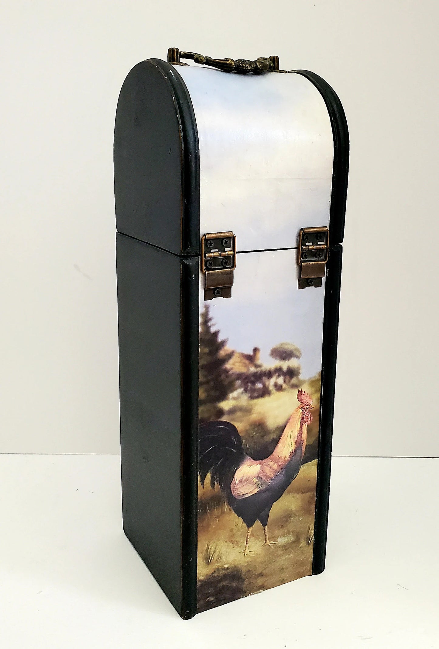 Decorative Distressed/Rustic Wooden Rooster Treasure Chest Wine Box - Timeless Treasures Emporium1