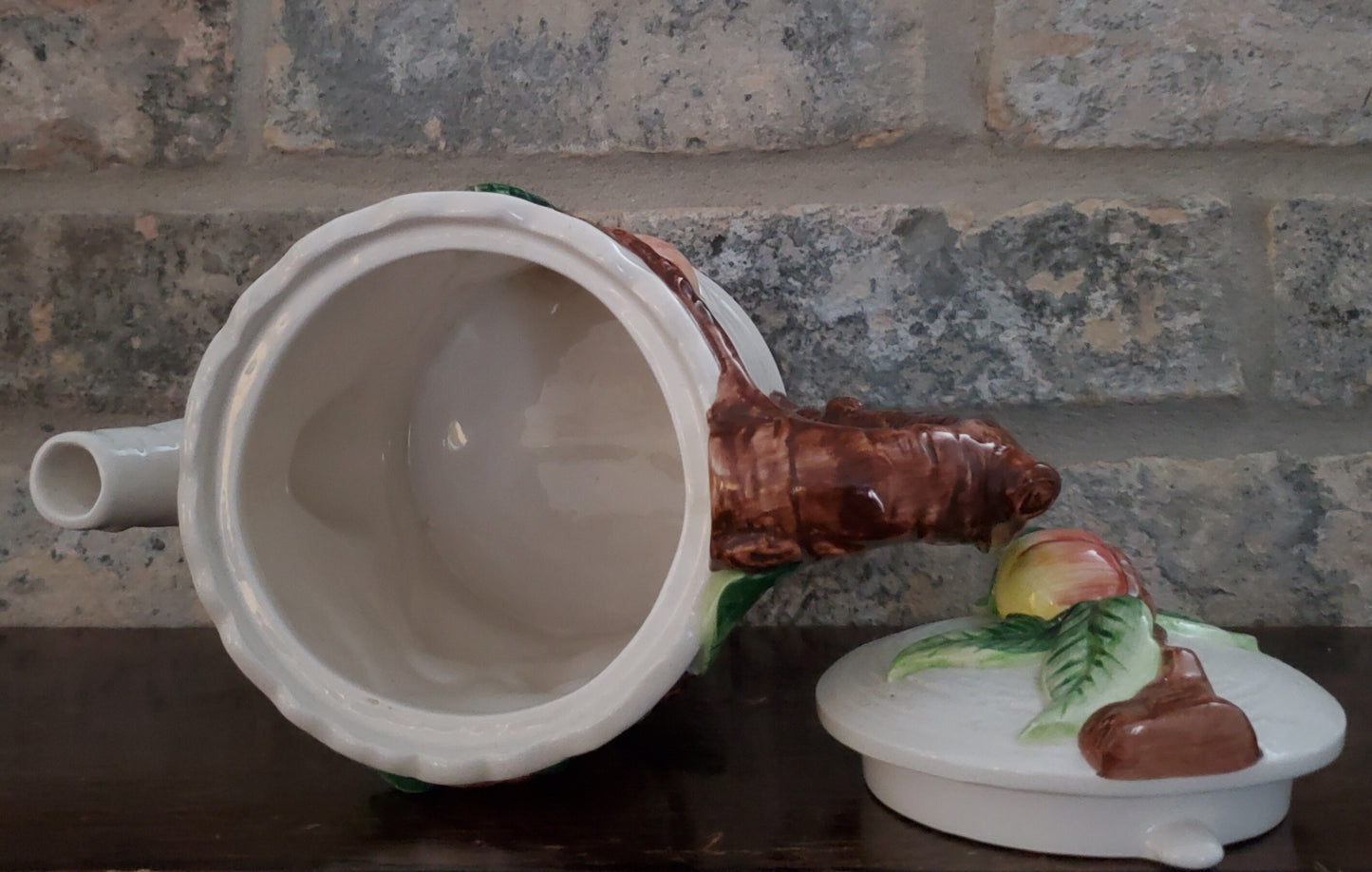 Vintage OMNIBUS Fitz & Floyd Peach Fruit Tree 3D Teapot 26 oz 1995 - Timeless Treasures Emporium1