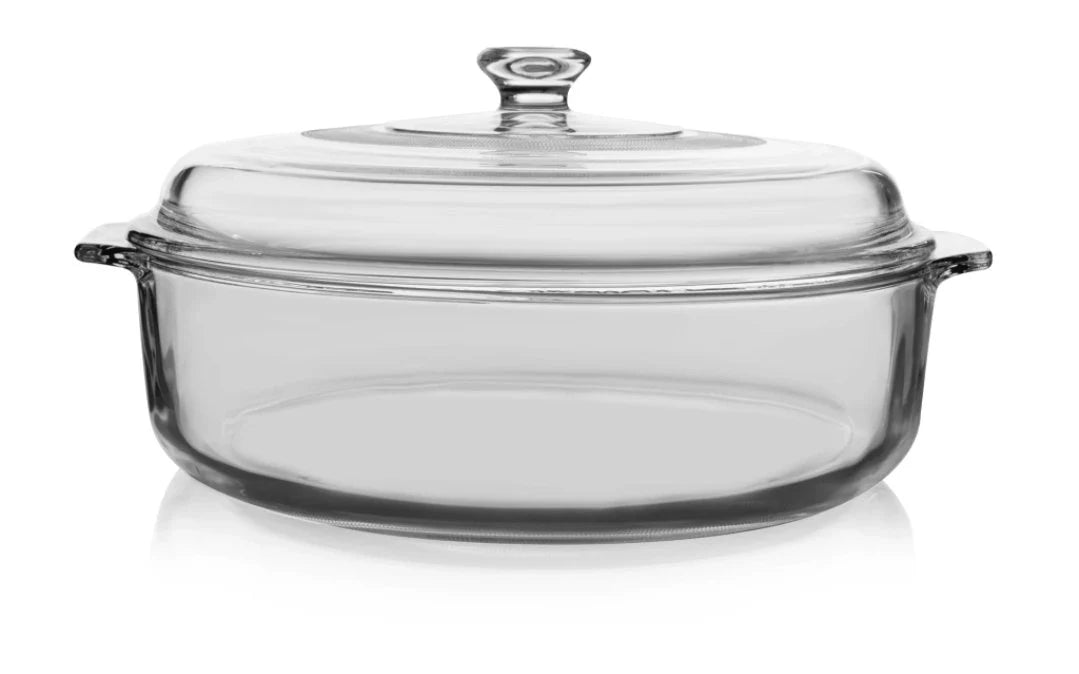 Large Libbey 3-Qt Round 3.2 QT (3L) Clear Casserole Dish with Lid - Timeless Treasures Emporium1