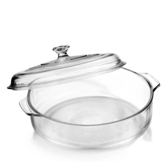 Large Libbey 3-Qt Round 3.2 QT (3L) Clear Casserole Dish with Lid - Timeless Treasures Emporium1