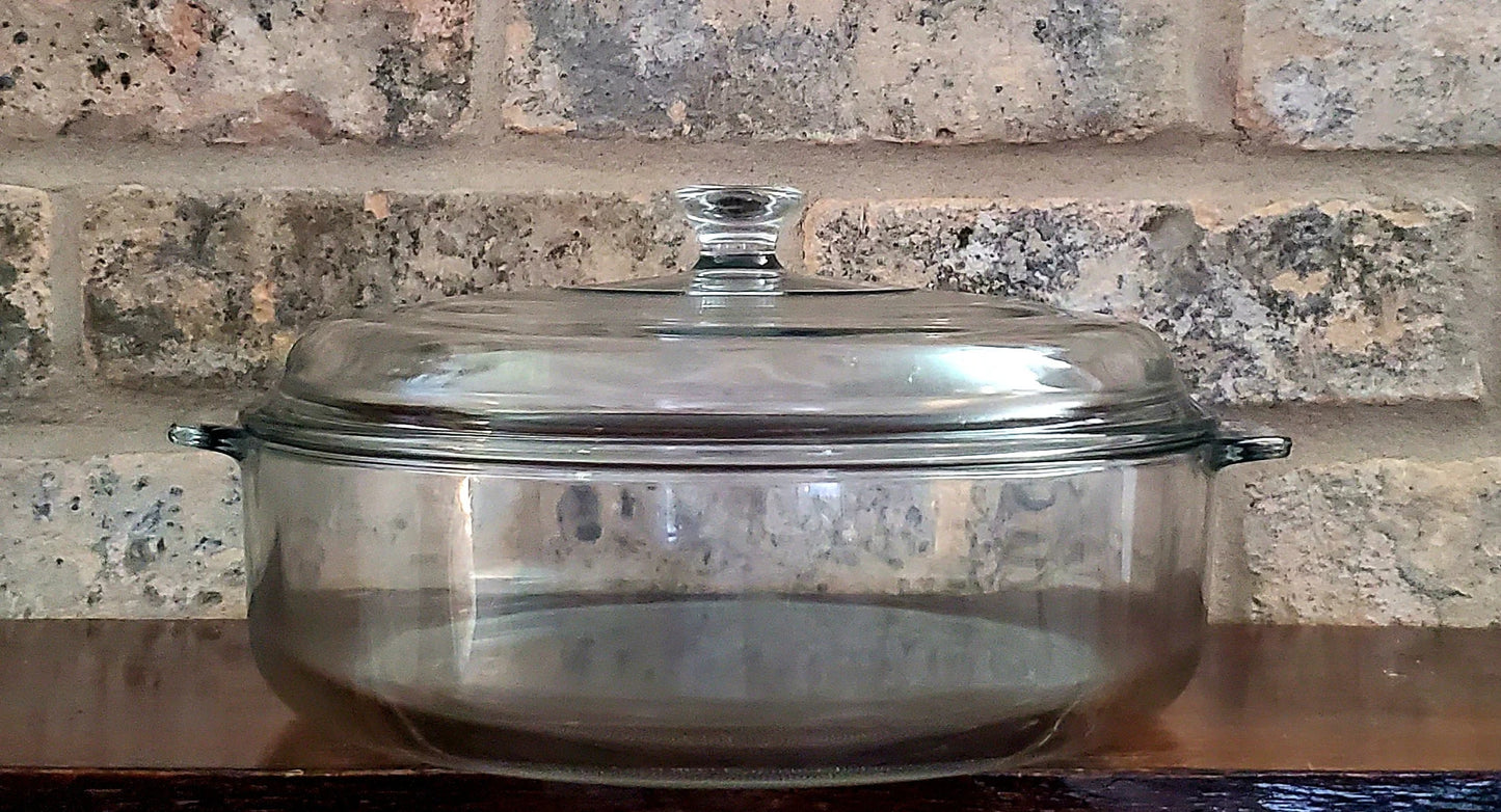 Large Libbey 3-Qt Round 3.2 QT (3L) Clear Casserole Dish with Lid - Timeless Treasures Emporium1