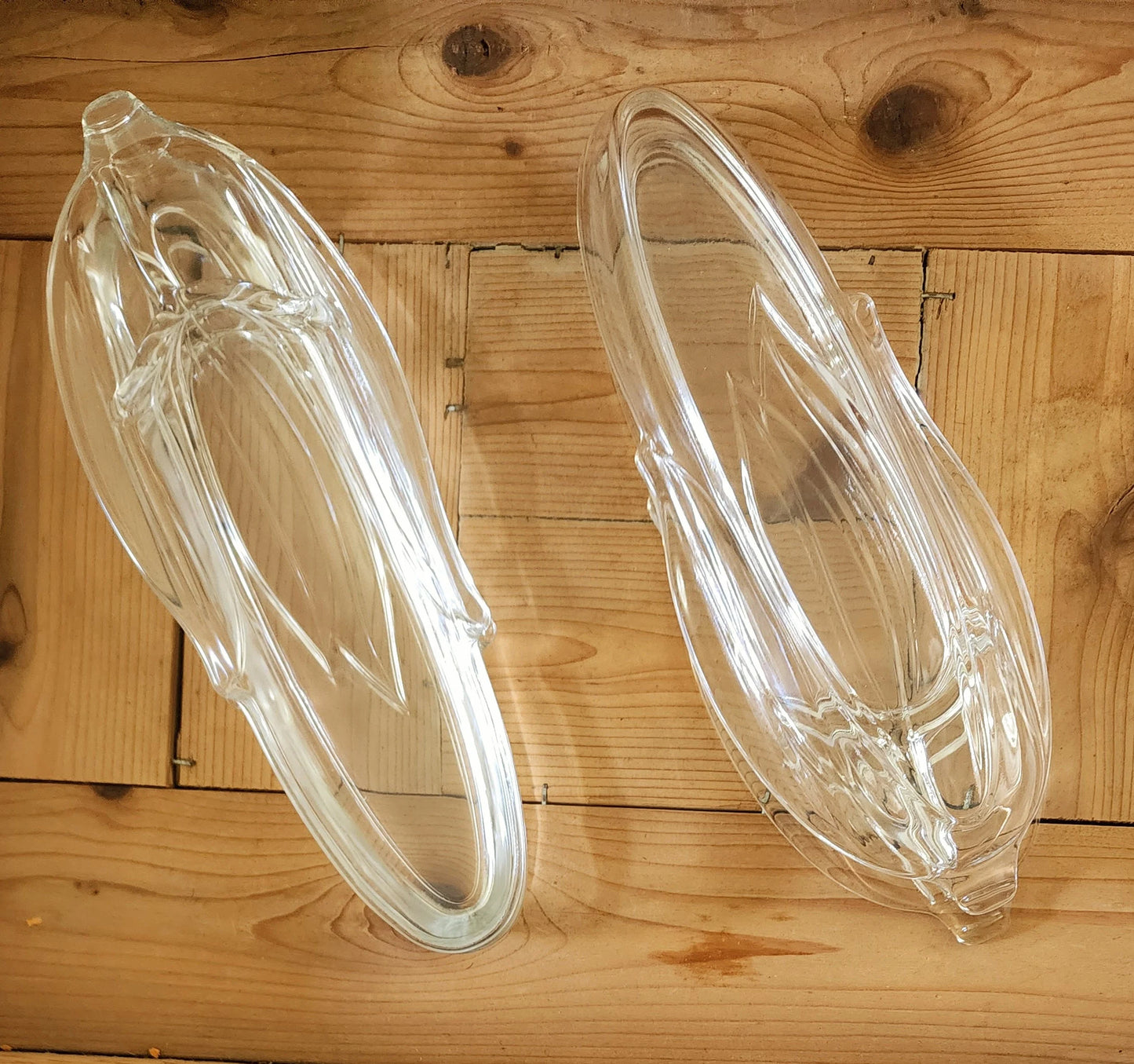Vintage Pressed Clear Glass Corn on the Cob Plates/Dishes/Holders, Set of 4 - Timeless Treasures Emporium1