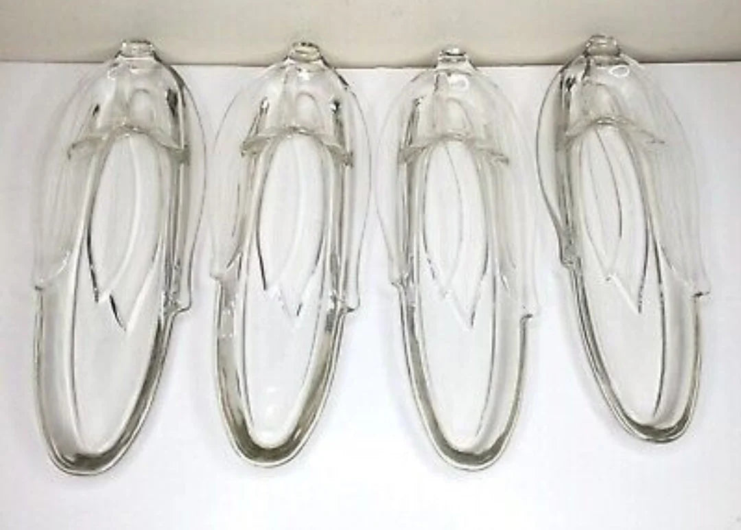 Vintage Pressed Clear Glass Corn on the Cob Plates/Dishes/Holders, Set of 4 - Timeless Treasures Emporium1