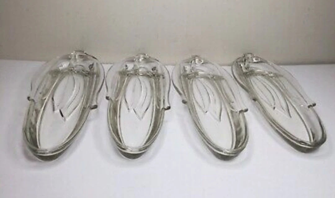 Vintage Pressed Clear Glass Corn on the Cob Plates/Dishes/Holders, Set of 4 - Timeless Treasures Emporium1