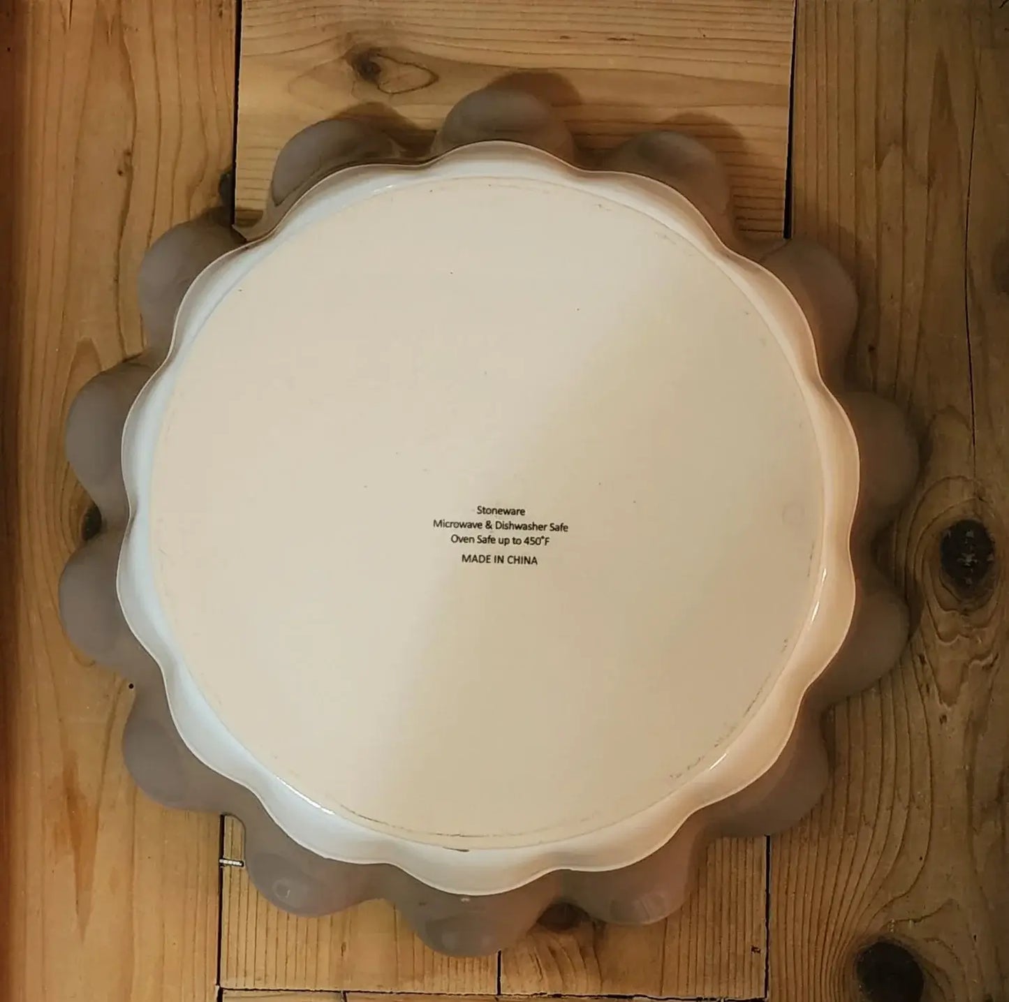 The Lakeside Collection Stoneware Gray Baking Dish/Plate for Pastries / Pies / Brunch & Tarts Pan with Ruffled/Scalloped Edge ~ 10.5"