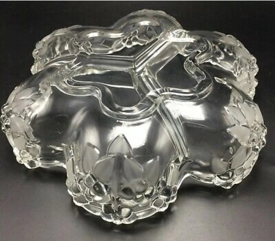 Vintage Naturel Mikasa Walther Sectional Glass Bowl Carmen Germany & Clear Glass Serving Bowl /Dish ~ 10.5" - Timeless Treasures Emporium1