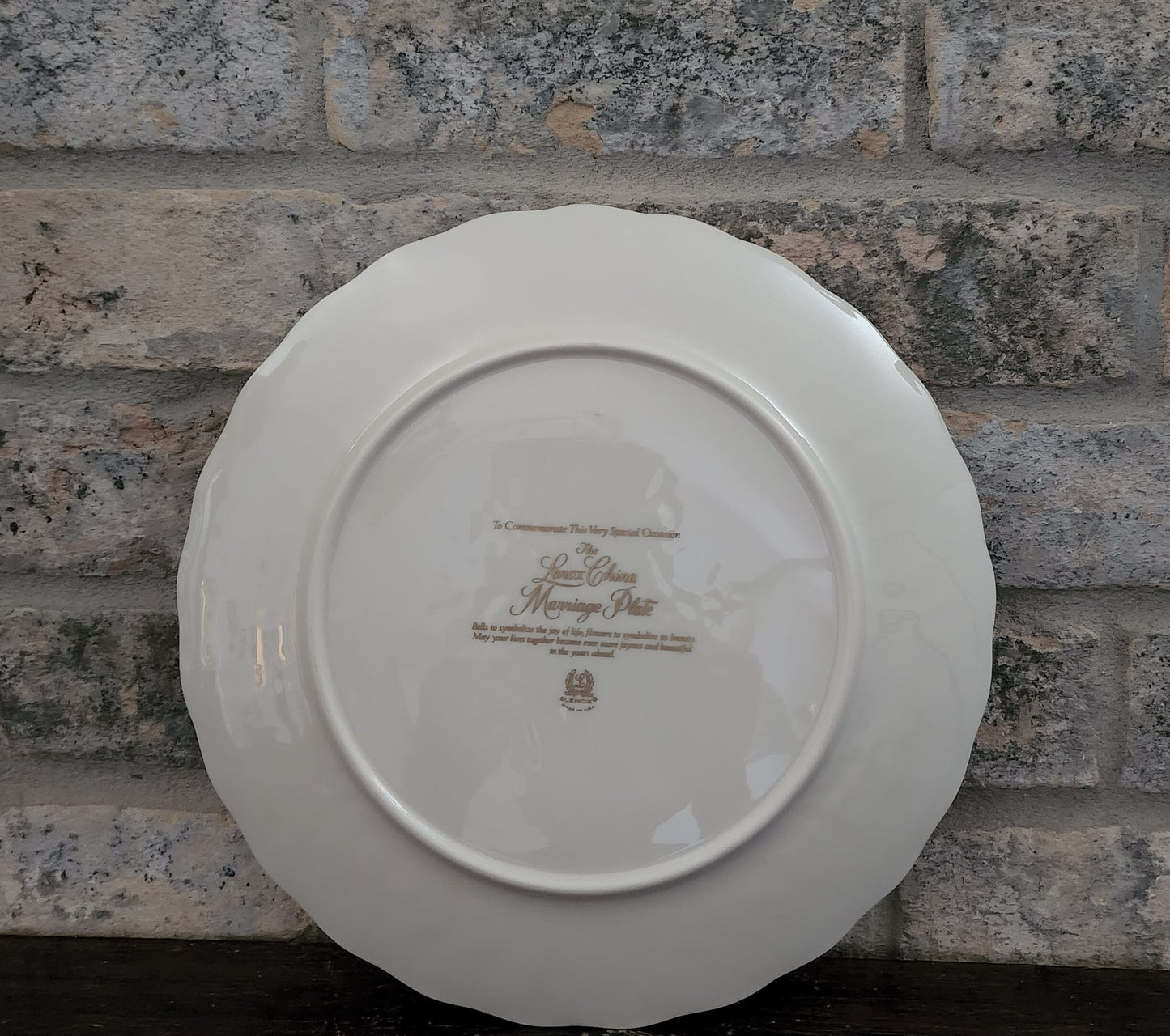 Lenox China Wedding Promises Marriage Embossed Round Cream Plate/Platter 12.5"D w/Gold Trim - Timeless Treasures Emporium1