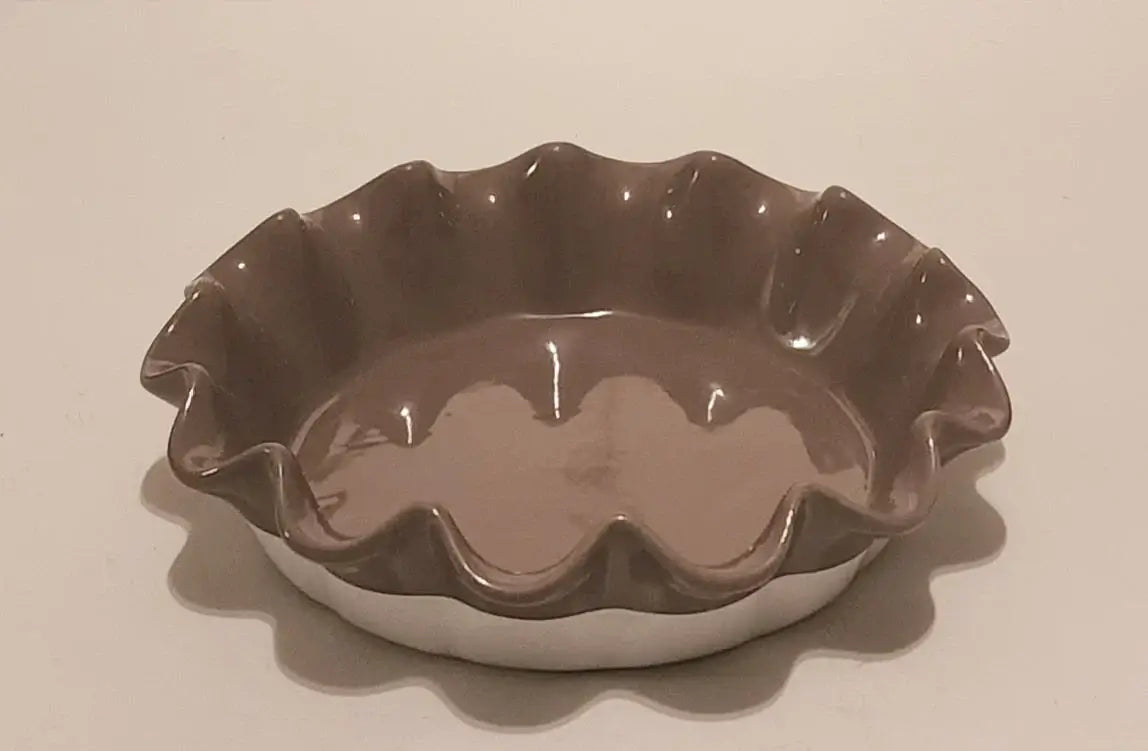 The Lakeside Collection Stoneware Gray Baking Dish/Plate for Pastries / Pies / Brunch & Tarts Pan with Ruffled/Scalloped Edge ~ 10.5"