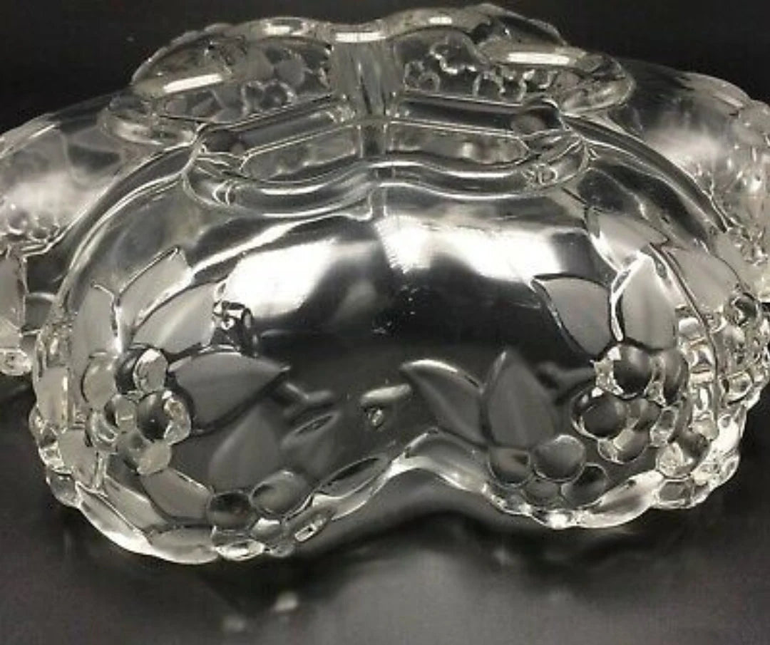 Vintage Naturel Mikasa Walther Sectional Glass Bowl Carmen Germany & Clear Glass Serving Bowl /Dish ~ 10.5" - Timeless Treasures Emporium1