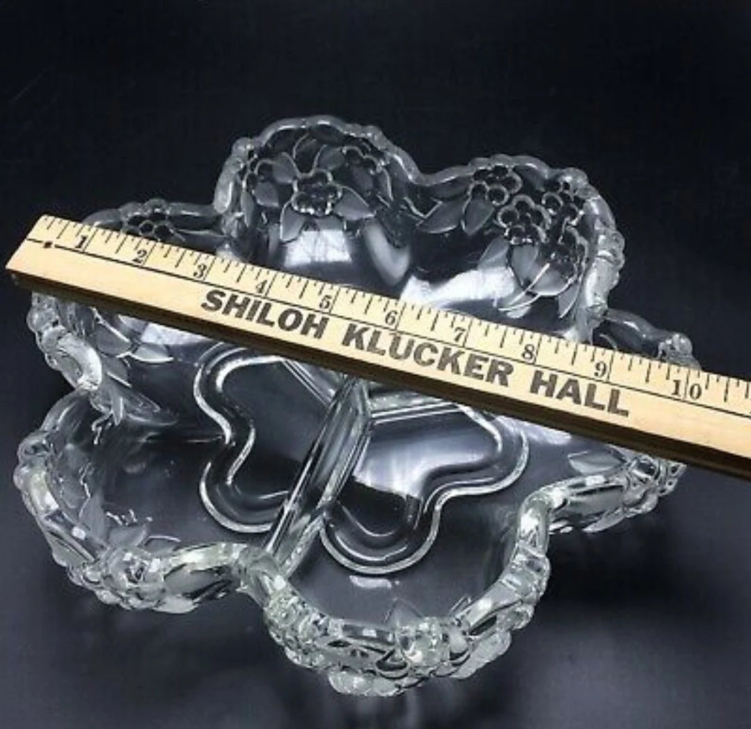Vintage Naturel Mikasa Walther Sectional Glass Bowl Carmen Germany & Clear Glass Serving Bowl /Dish ~ 10.5" - Timeless Treasures Emporium1