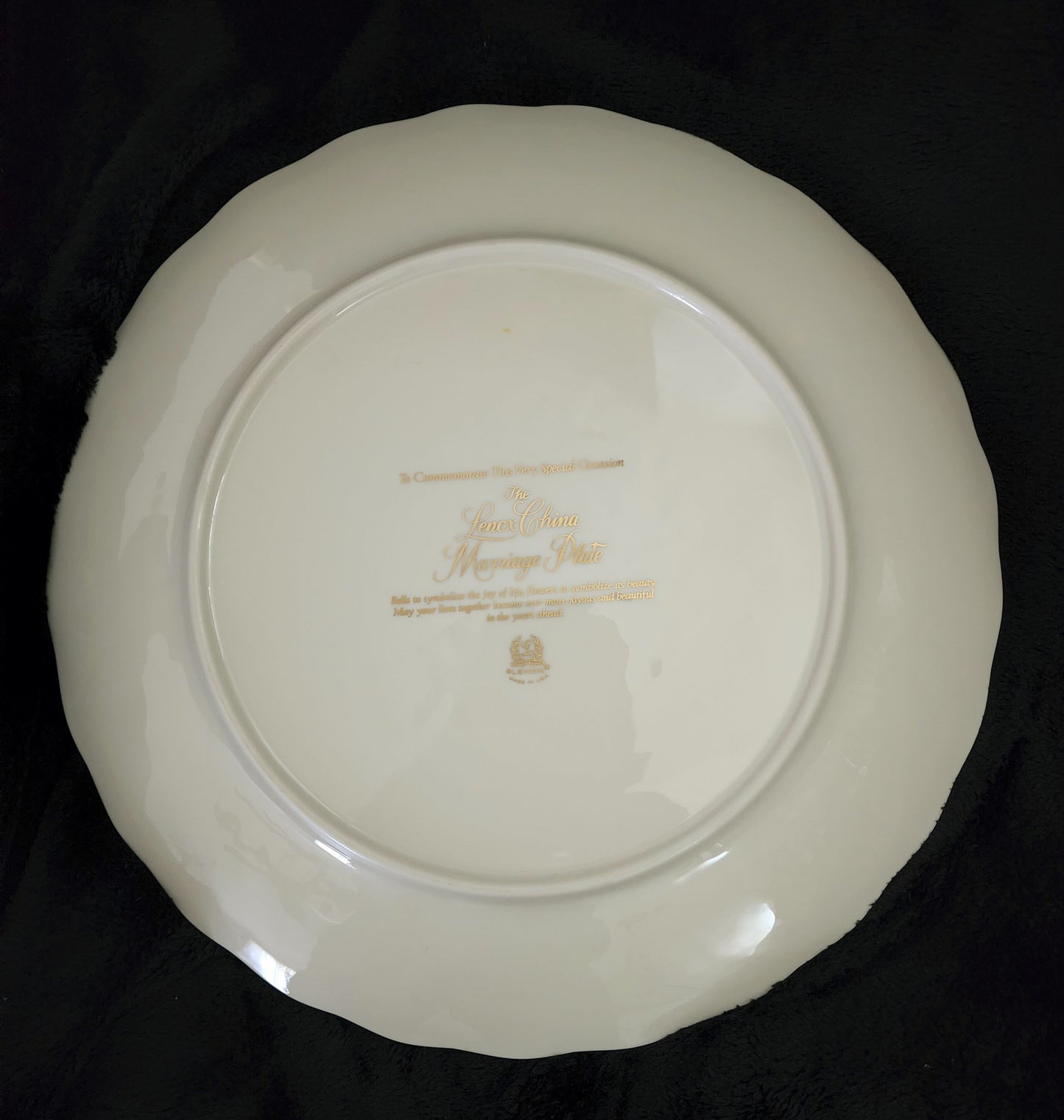 Lenox China Wedding Promises Marriage Embossed Round Cream Plate/Platter 12.5"D w/Gold Trim - Timeless Treasures Emporium1