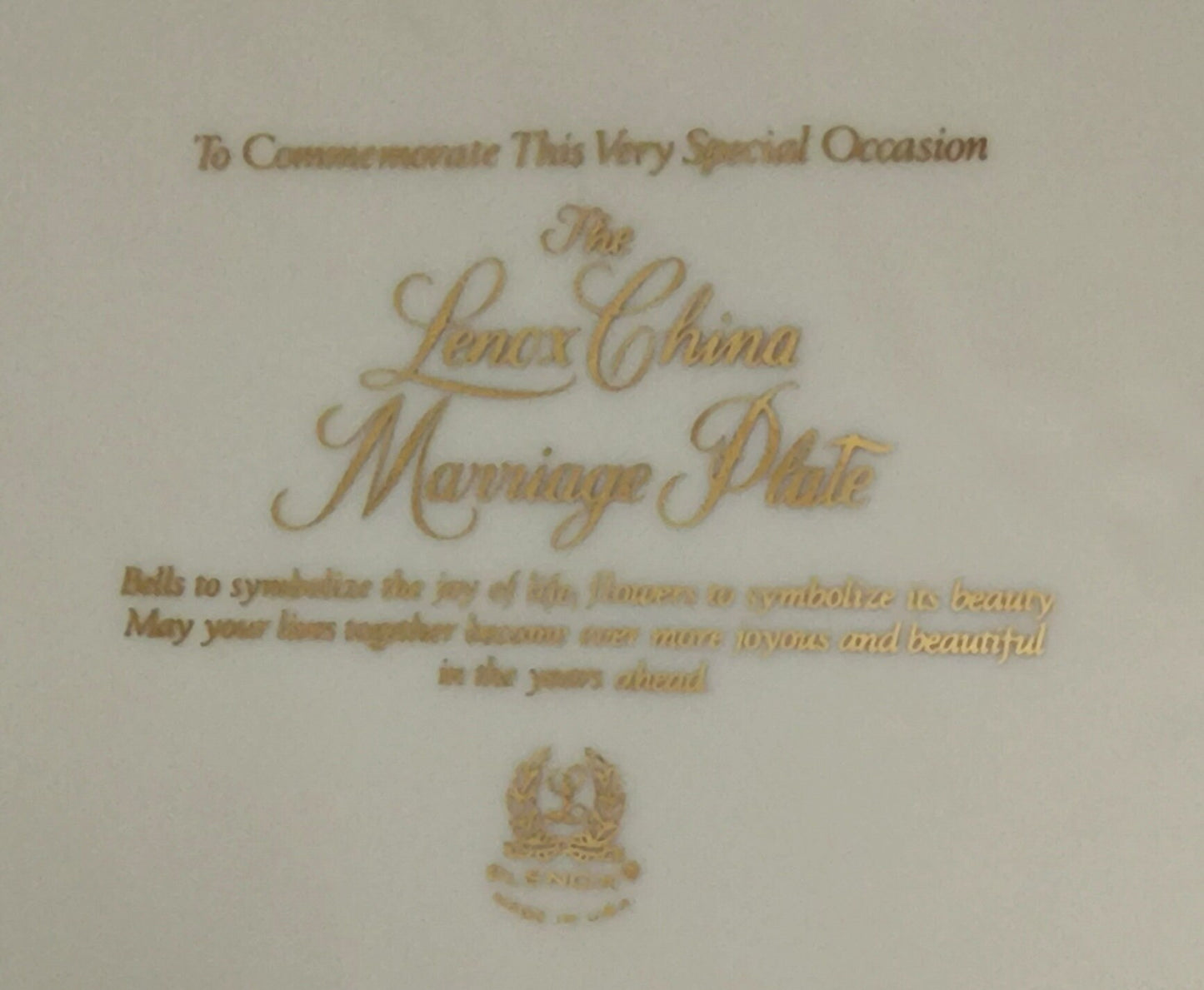 Lenox China Wedding Promises Marriage Embossed Round Cream Plate/Platter 12.5"D w/Gold Trim - Timeless Treasures Emporium1