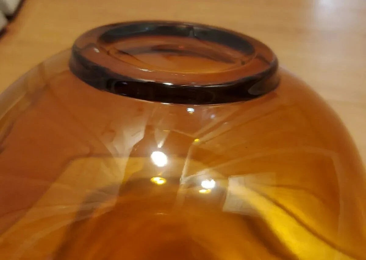 Vintage Amber Glass Scalloped/Flared Triangular Shaped Anchor Hocking Wavy Rim Serving Bowl ~ 10 1/4"