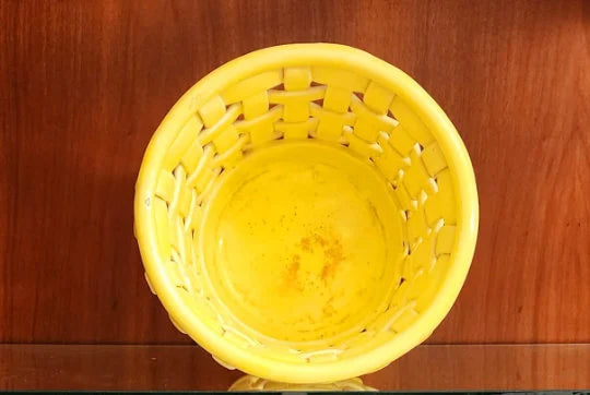 Rare Heavy White Porcelain Lattice Weave Woven Ceramic Decorative Fruit / Bread Bowl Basket/Plant Holder, 7" ROUND - Timeless Treasures Emporium1