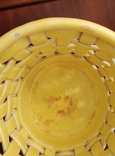 Rare Heavy White Porcelain Lattice Weave Woven Ceramic Decorative Fruit / Bread Bowl Basket/Plant Holder, 7" ROUND - Timeless Treasures Emporium1