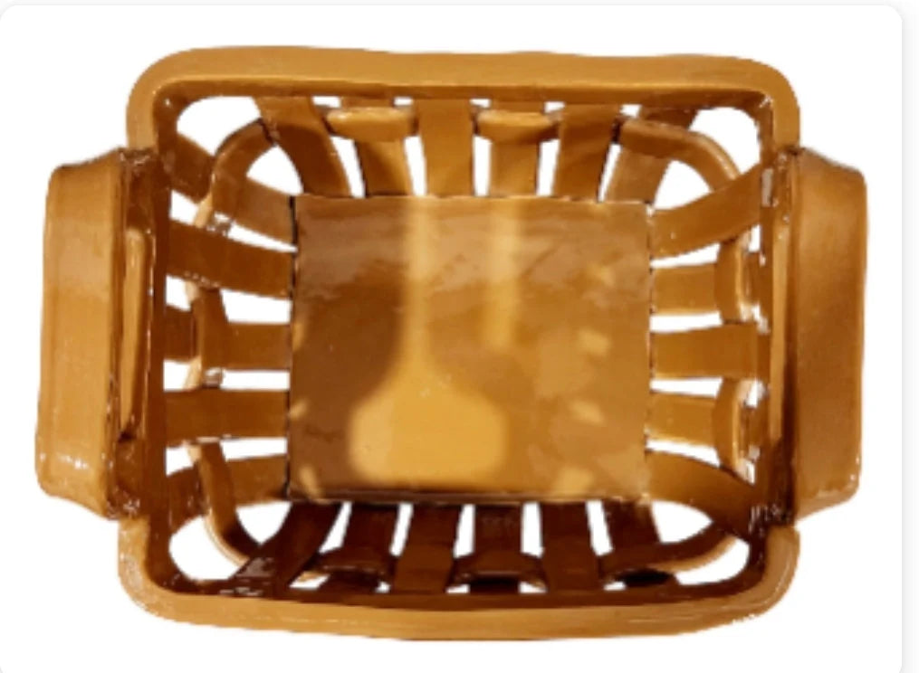 Rare Vintage Peanut Butter/Brown/Tan Lattice Basket Weave Pottery Tan Art Ceramic Pottery Home Decor ~ Large