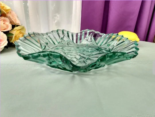 Federal Pioneer Pattern Coca Cola Green Pressed Depression Glass Bowl Fruit/Grape Embossed Center Crimped Edges Rim Large Soup Bowl ~ 10.5" - Timeless Treasures Emporium1