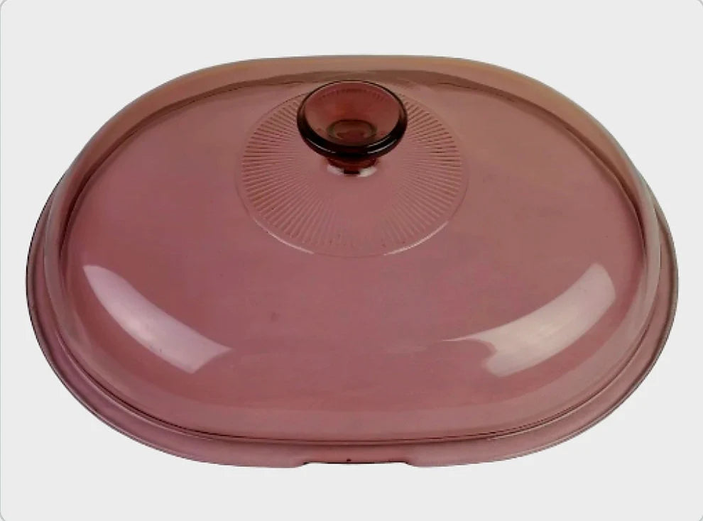 Vintage PYREX V34-C Oval Ribbed Cranberry Replacement LID Only For Roaster Casserole - Timeless Treasures Emporium1