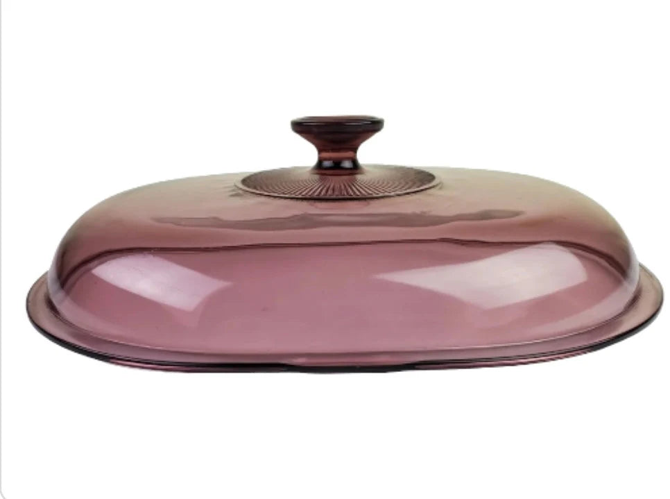 Vintage PYREX V34-C Oval Ribbed Cranberry Replacement LID Only For Roaster Casserole - Timeless Treasures Emporium1
