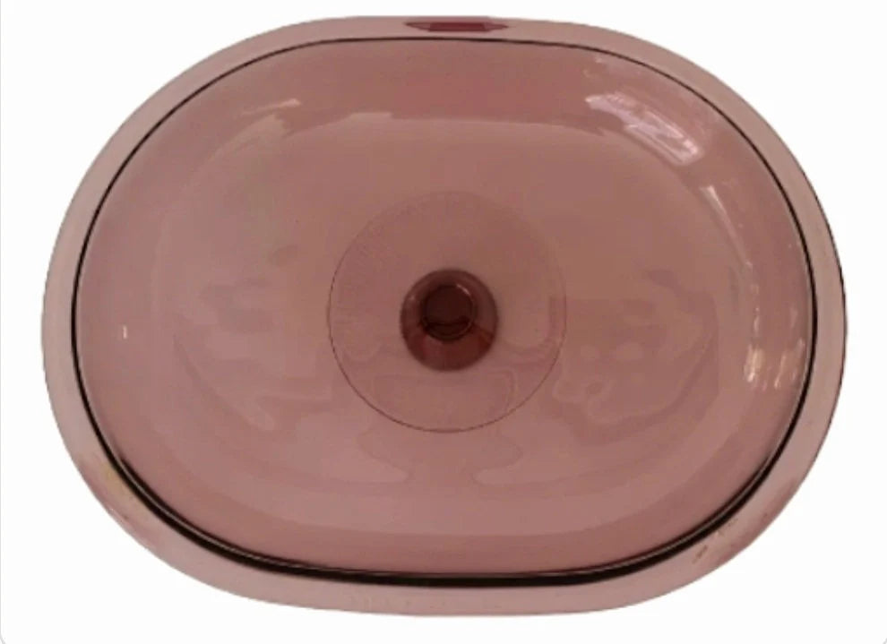 Vintage PYREX V34-C Oval Ribbed Cranberry Replacement LID Only For Roaster Casserole - Timeless Treasures Emporium1