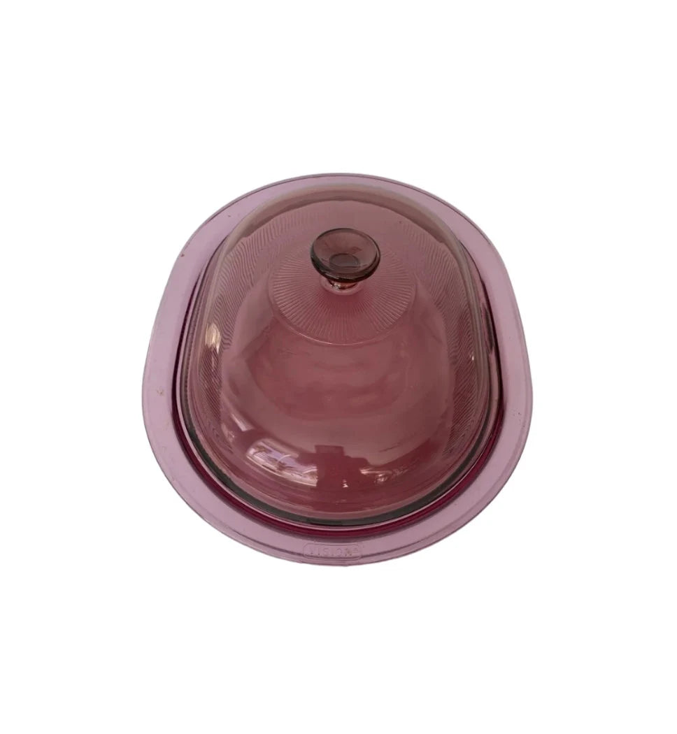 Vintage PYREX V34-C Oval Ribbed Cranberry Replacement LID Only For Roaster Casserole - Timeless Treasures Emporium1