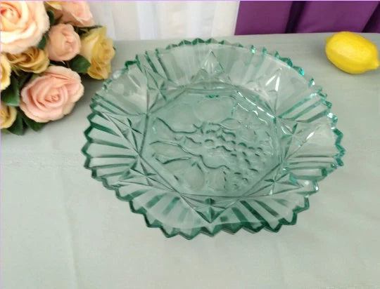 Federal Pioneer Pattern Coca Cola Green Pressed Depression Glass Bowl Fruit/Grape Embossed Center Crimped Edges Rim Large Soup Bowl ~ 10.5" - Timeless Treasures Emporium1