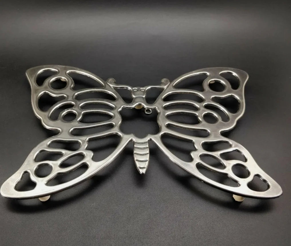 Vintage Leonard Silverplate Butterfly Trivet Hot Plate Dish Holder 10.5" x 7"