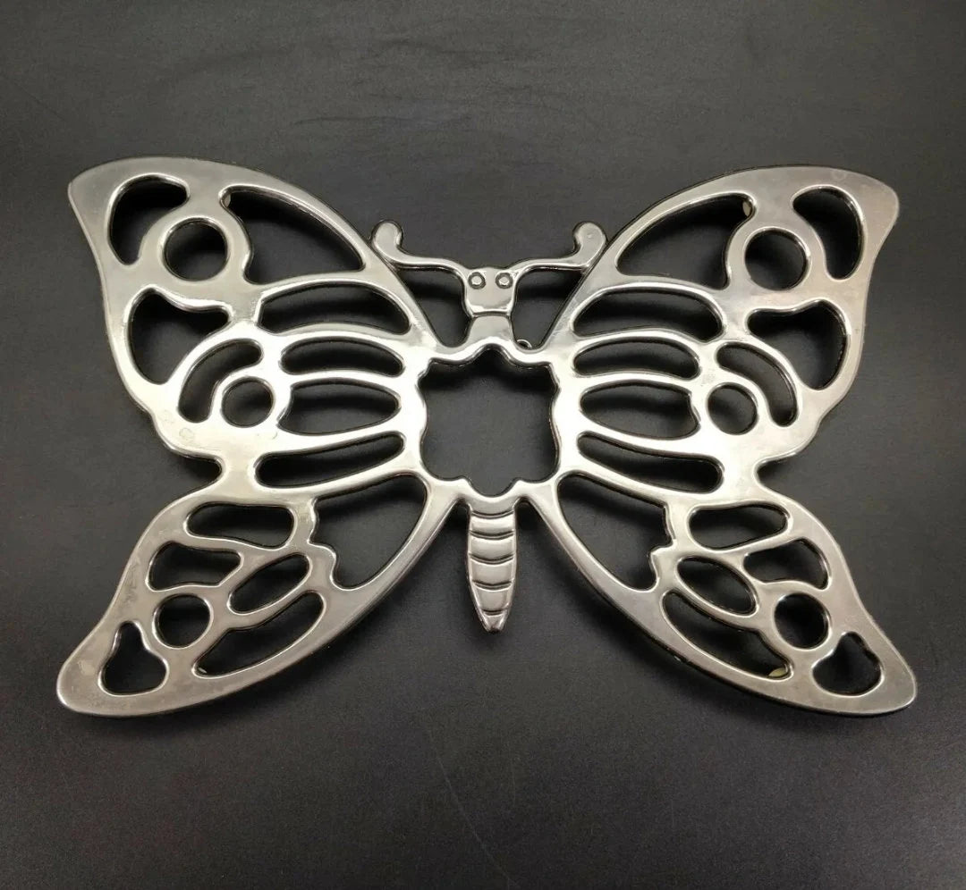 Vintage Leonard Silverplate Butterfly Trivet Hot Plate Dish Holder 10.5" x 7"