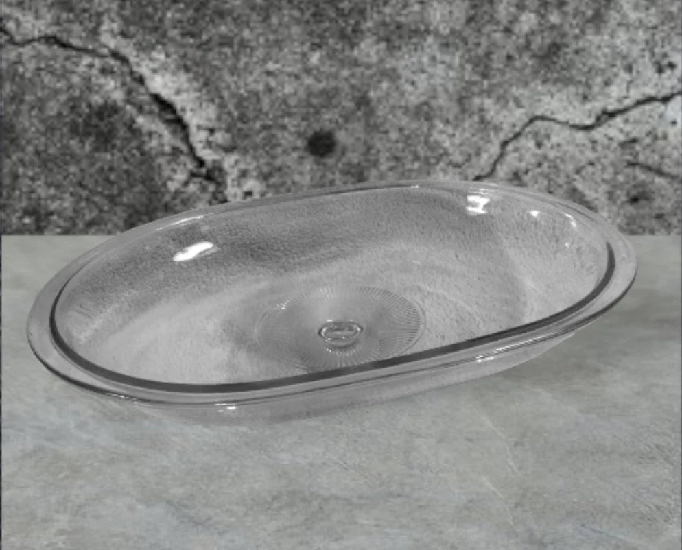 PYREX Clear Ribbed F-14-C Large Glass Oval Dome / Lid / Cover ONLY for Casserole Dish Replacement ~ 12.5" x 9.75"