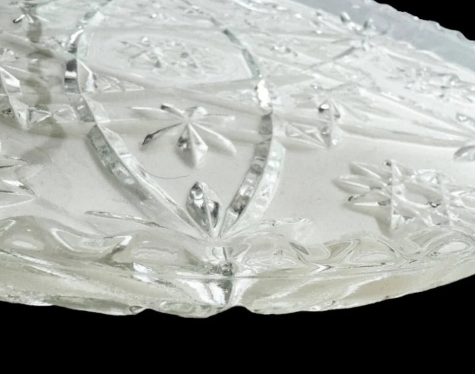 Vintage Anchor Hocking Star of David Precut Serving Platter Cake Plate - Clear Cupped Edge, 13.5"D